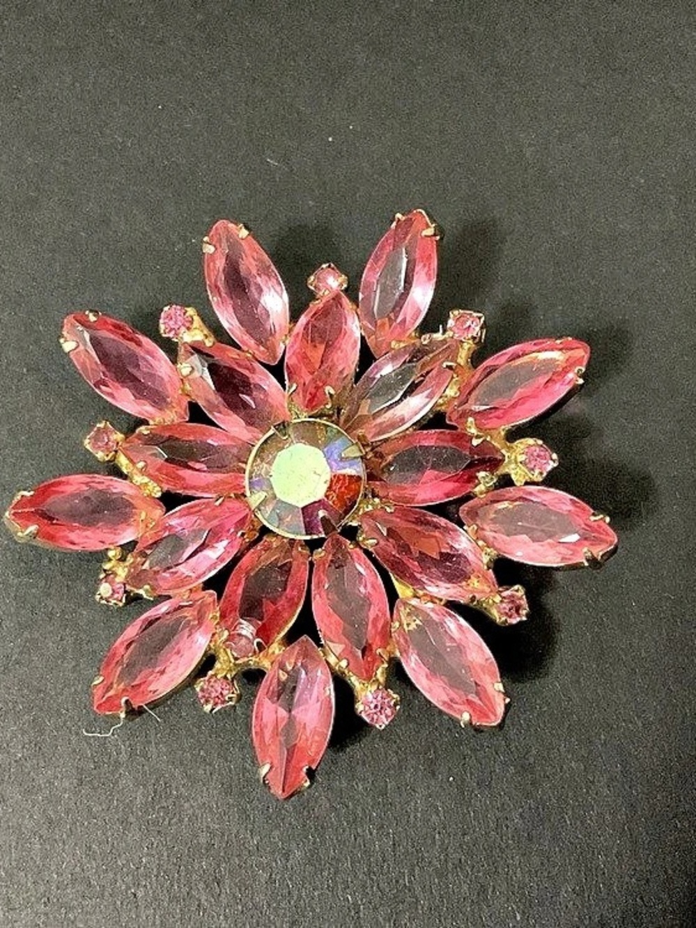 Pink Floral Jeweled Brooch Pin